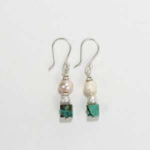 YBY Talisman Pearl & Turquoise Square Drops